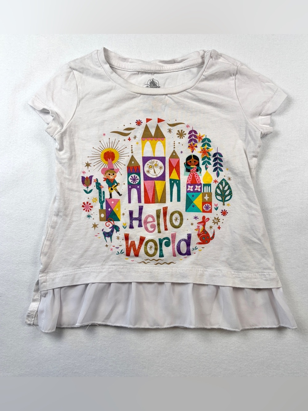 Disney Parks Hello World It’s a Small World Ride Girls Tee XXS 2/3 Years